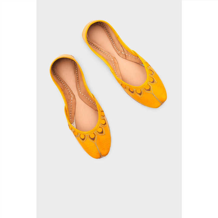 Yellow Leather Khussa For Women EC8711