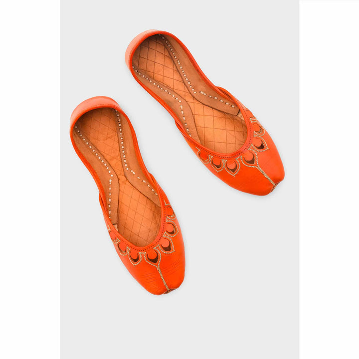 Orange Leather Khussa For Women EC8711