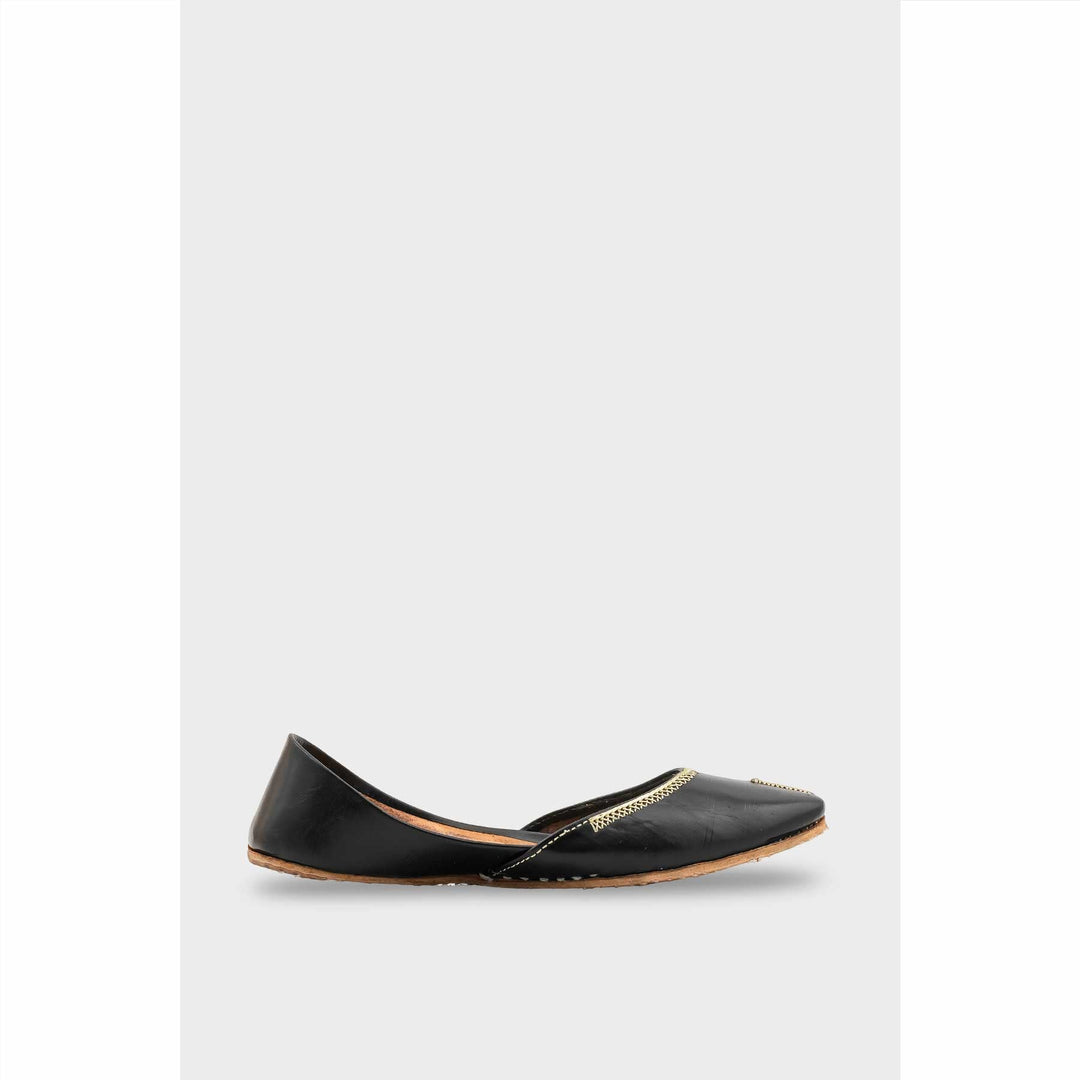 Black Leather Khussa For Women EC8712