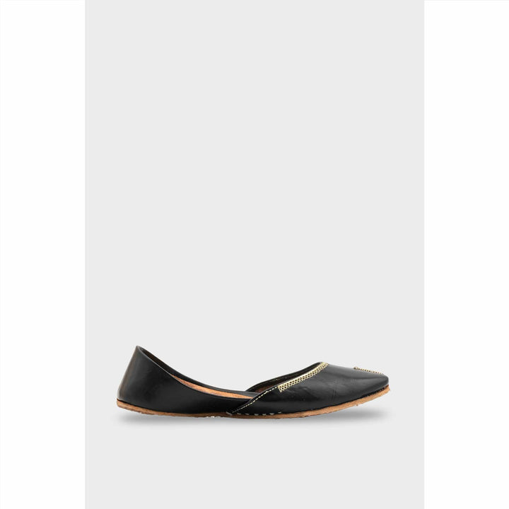 Black Leather Khussa For Women EC8712