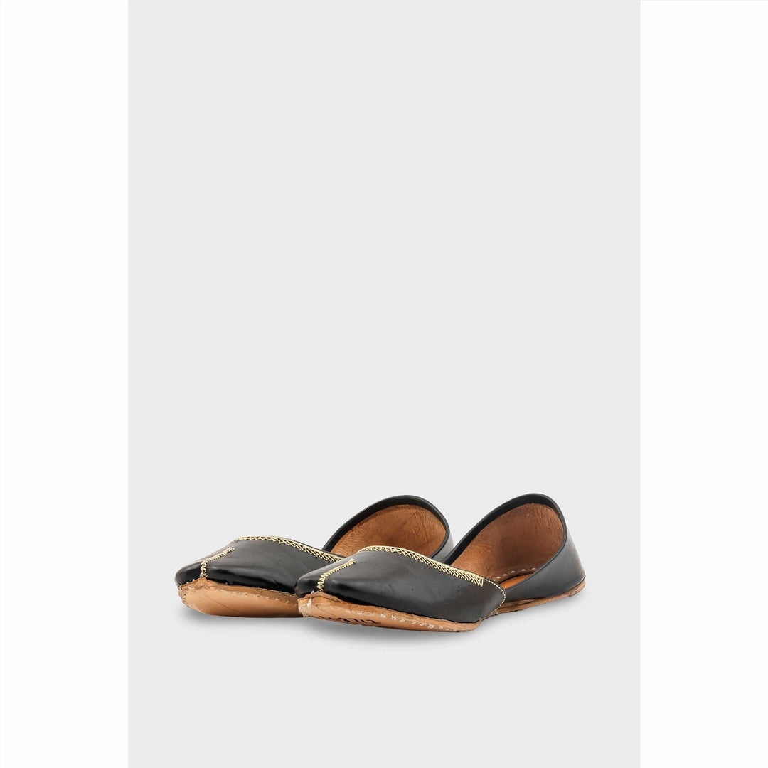 Black Leather Khussa For Women EC8712