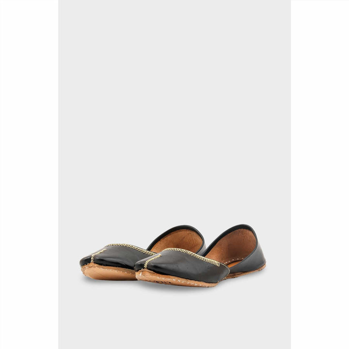 Black Leather Khussa For Women EC8712