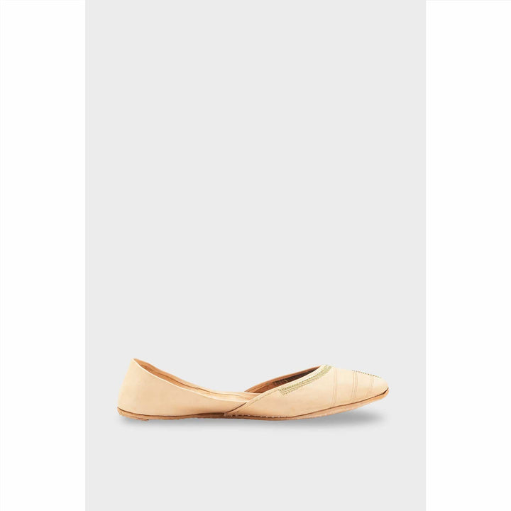 Beige Leather Khussa For Women EC8712