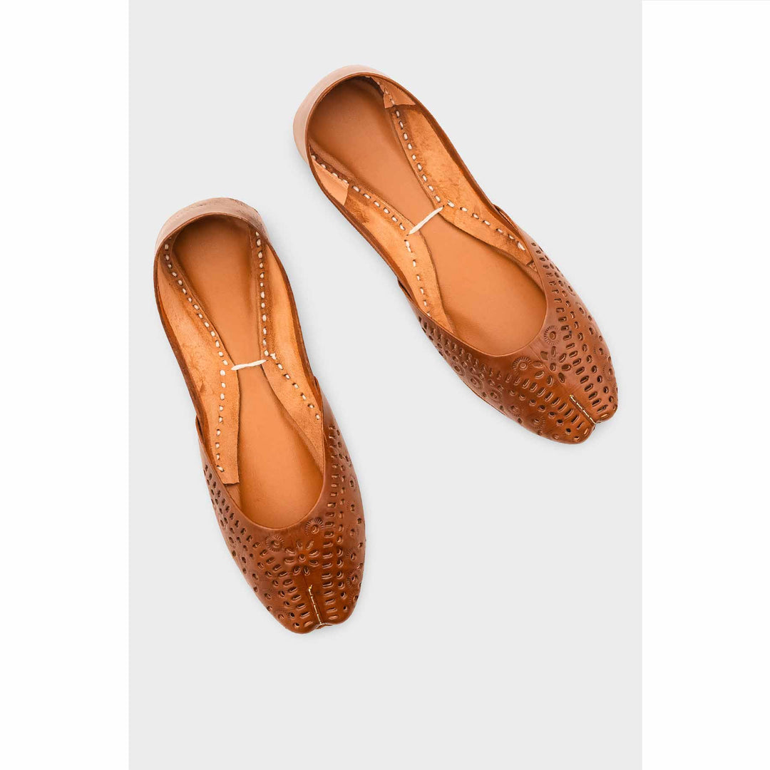 Brown Leather Khussa For Women EC8713