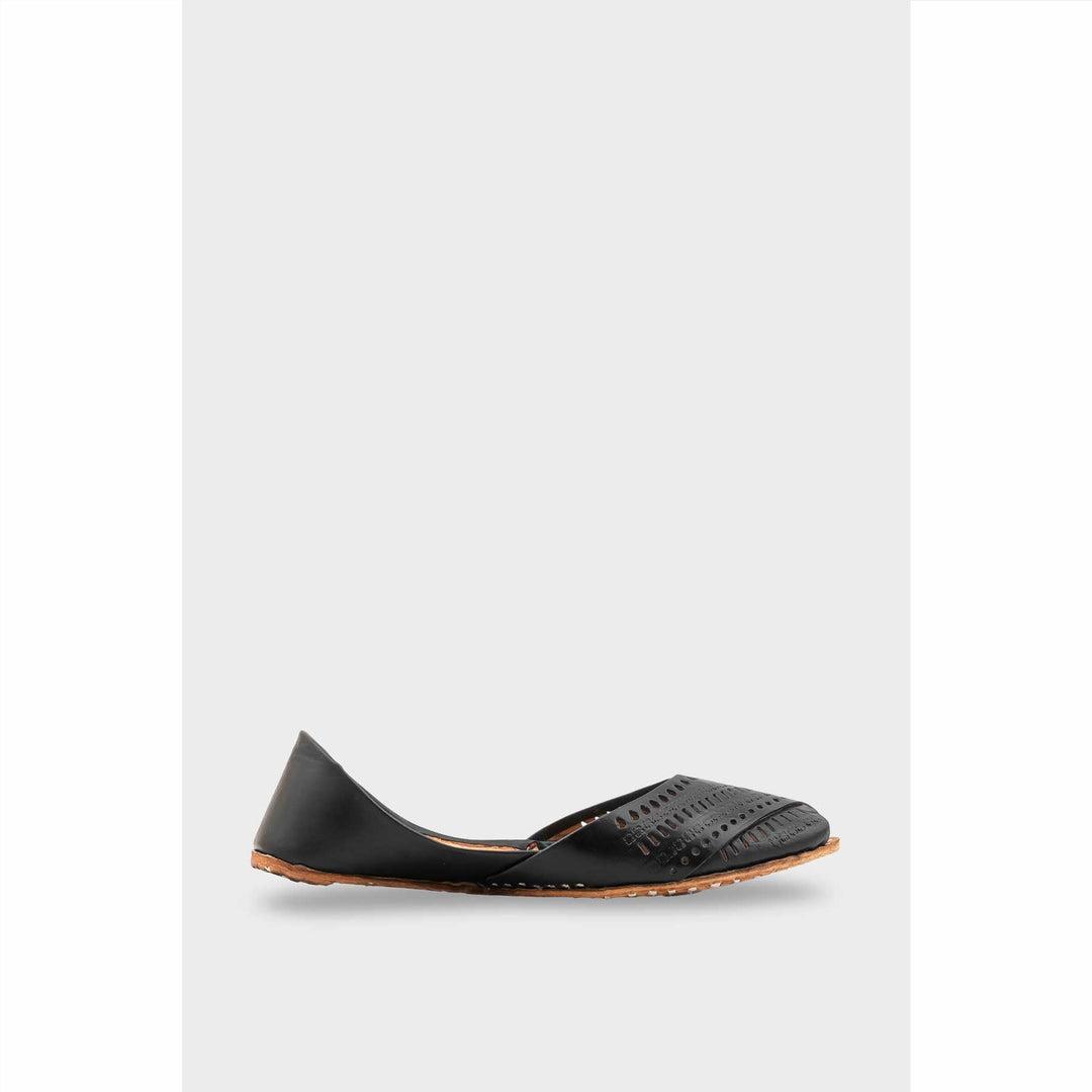 Black Leather Khussa For Women EC8714