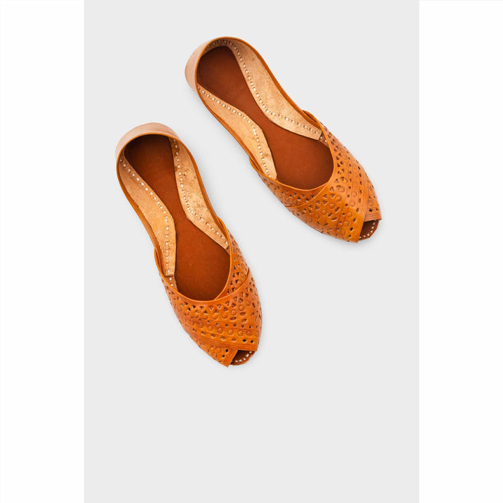 Mustard Leather Khussa For Women EC8714