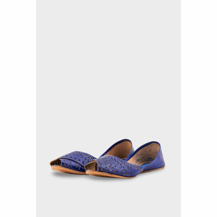 Blue Leather Khussa For Women EC8714
