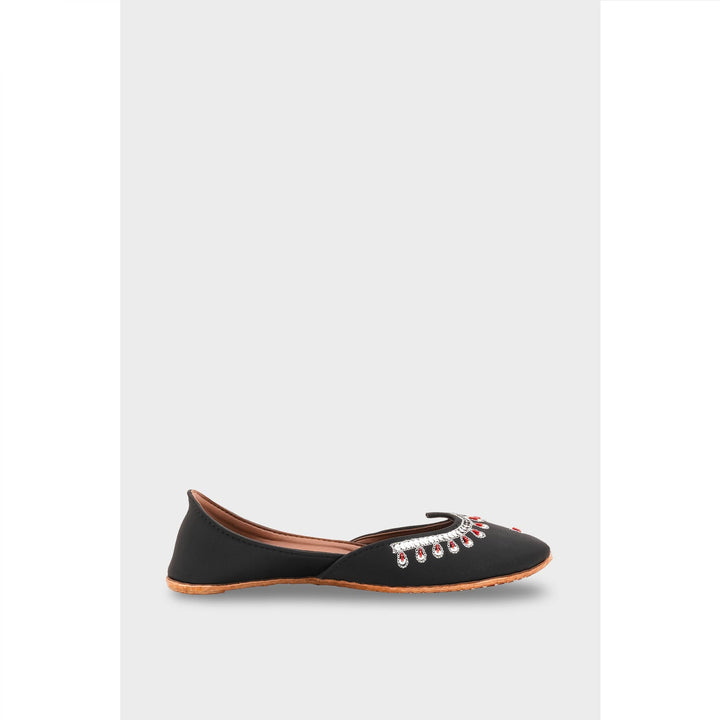 Black Leather Khussa For Women EC8759