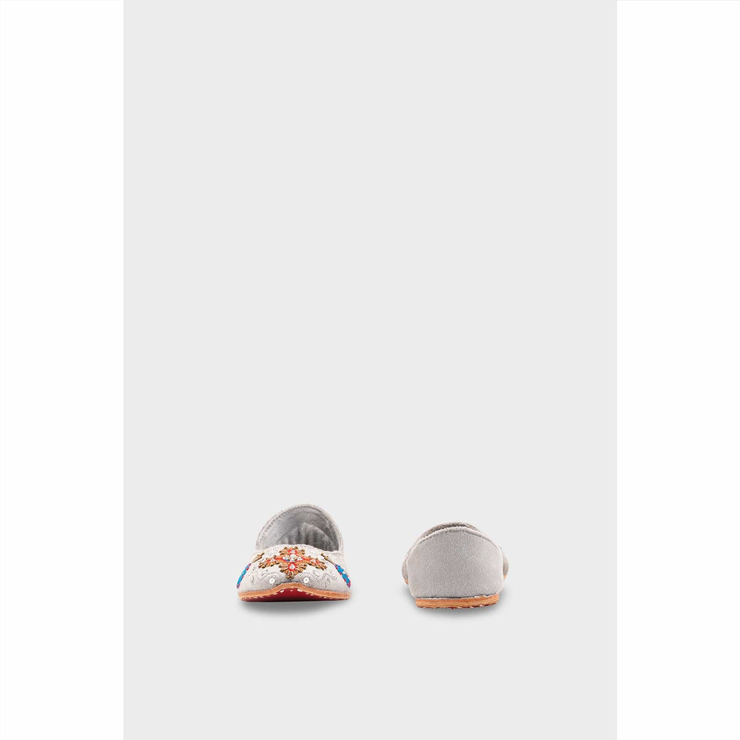 Grey Leather Khussa For Women EC8763
