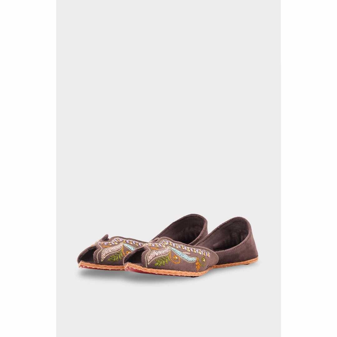 Brown Leather Khussa For Women EC8764