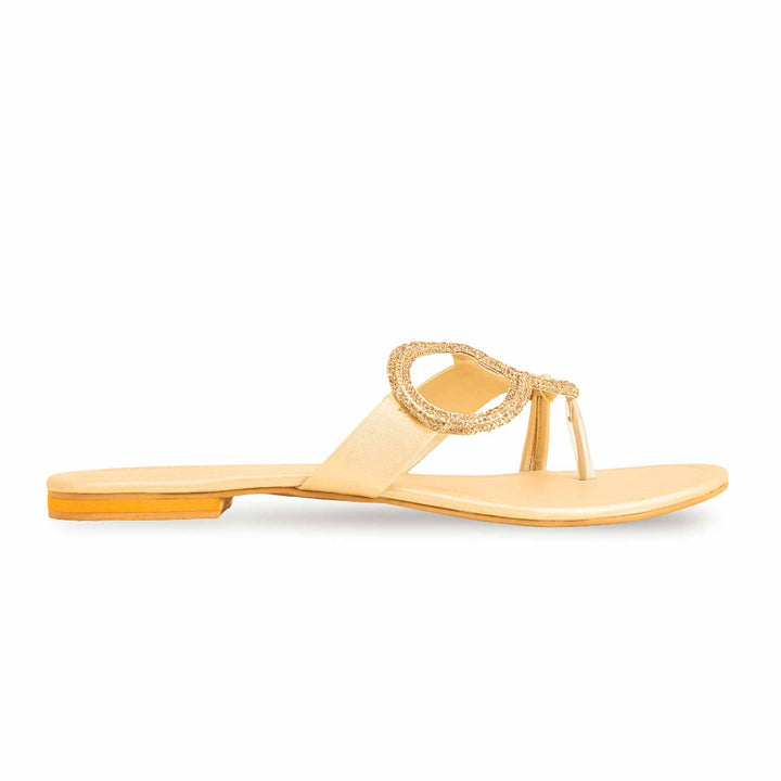 Golden Fancy Chappal For Women FN0775