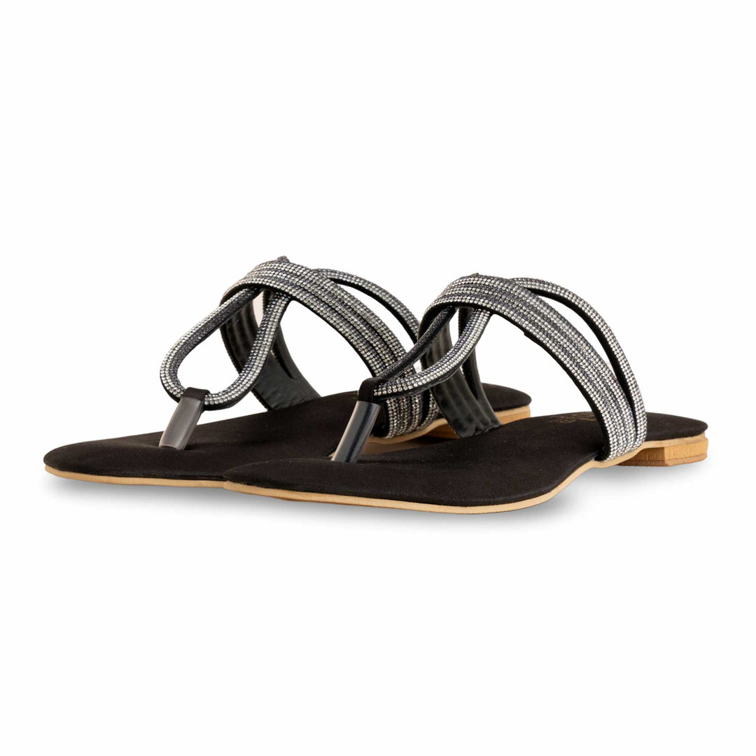 Black Fancy Chappal For Women FN0788