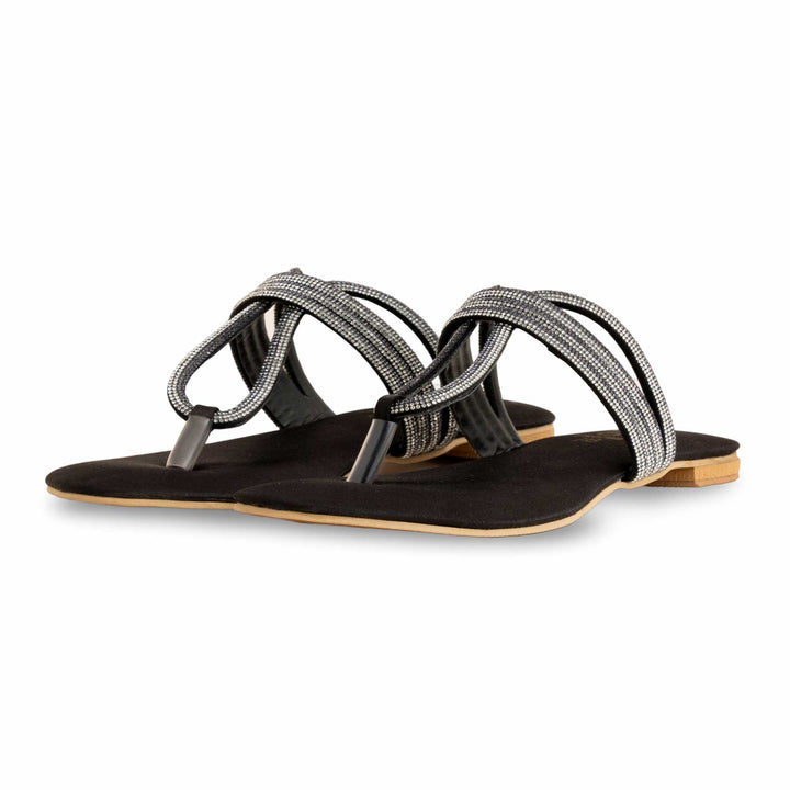 Black Fancy Chappal For Women FN0788
