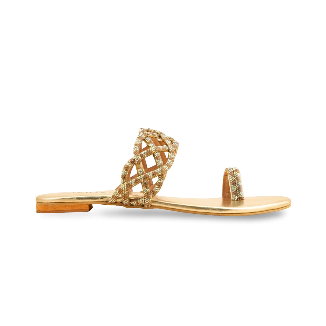 Golden Fancy Chappal For Women FN0804