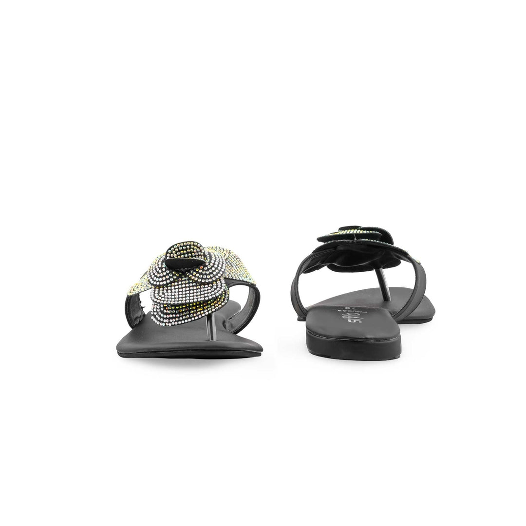 Black Fancy Chappal For Women FN0809