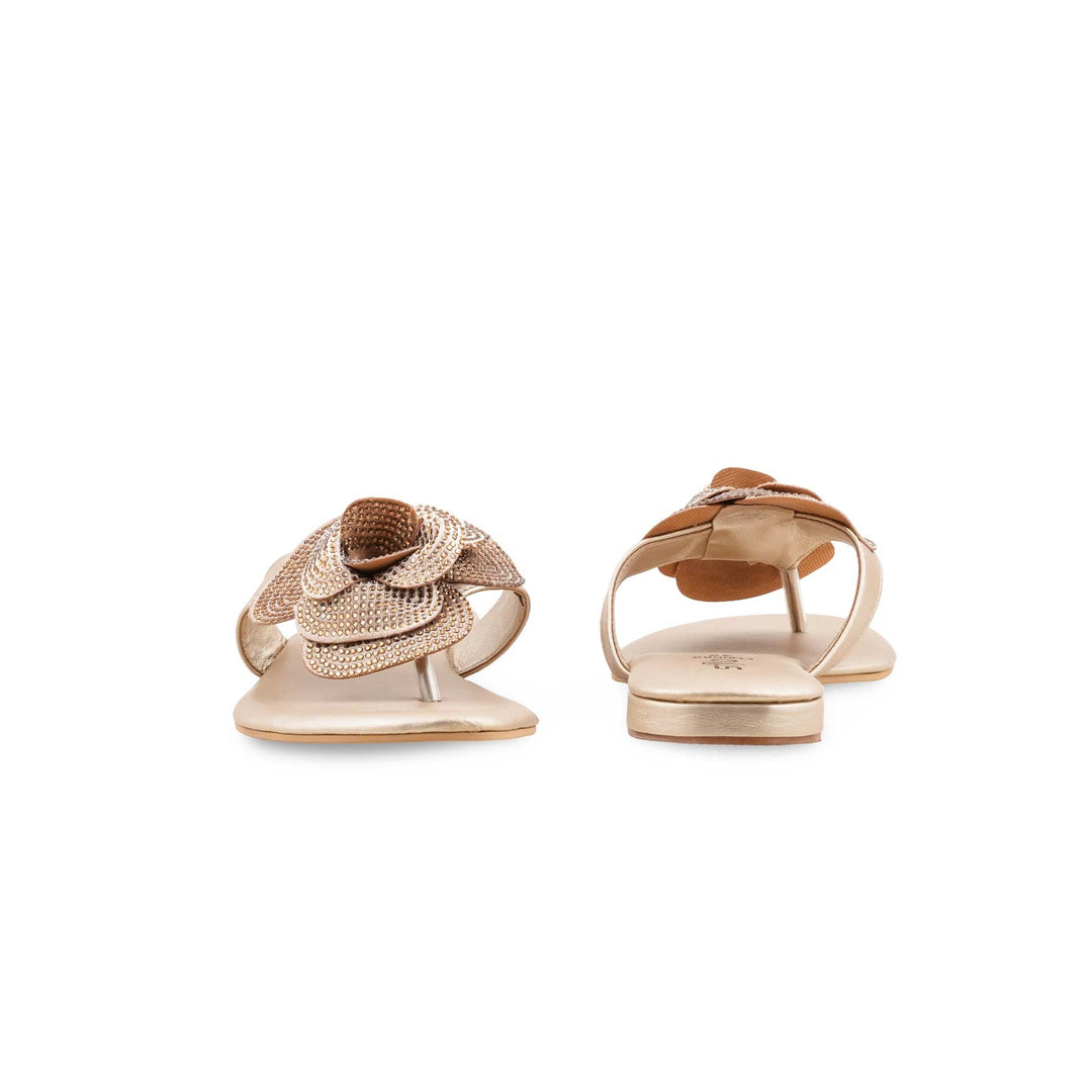 Golden Fancy Chappal For Women FN0809