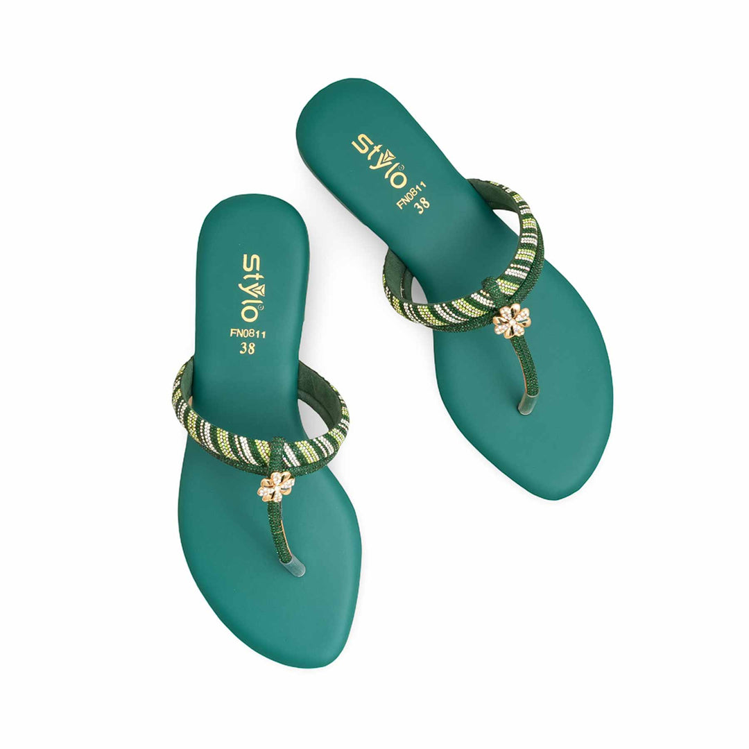 Green Fancy Chappal FN0811