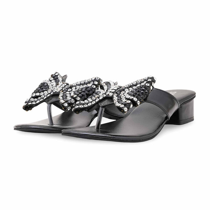 Black Fancy Chappal For Women FN0821