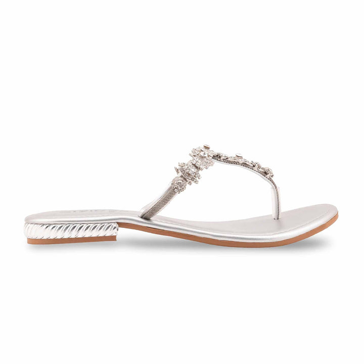 Silver Fancy Chappal For Women FN0824