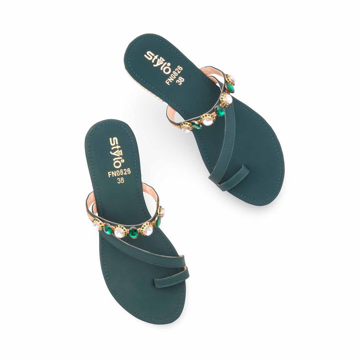Green Fancy Women Chappal FN0826