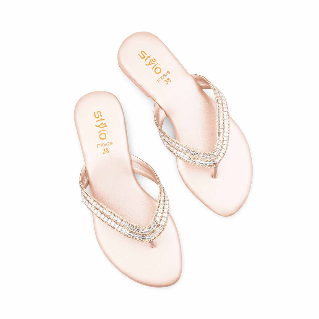 Peach Fancy Chappal For Women FN0829