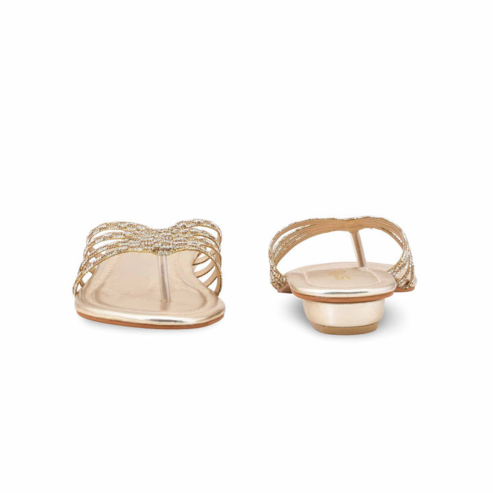 Golden Fancy Chappal For Ladies FN0837
