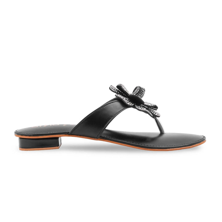 Black Fancy Chappal For Women FN0838