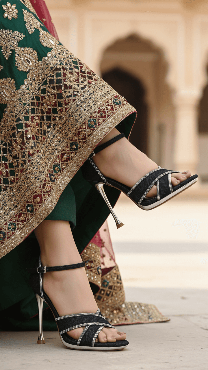 Black Fancy Bridal Sandal FN5779
