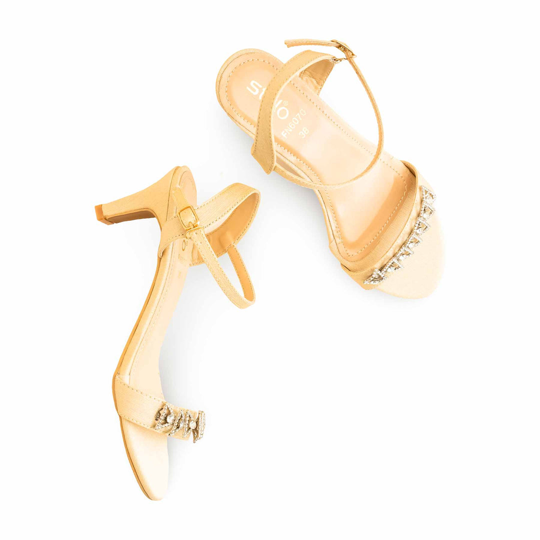 Golden Fancy Sandal For Women FN6070