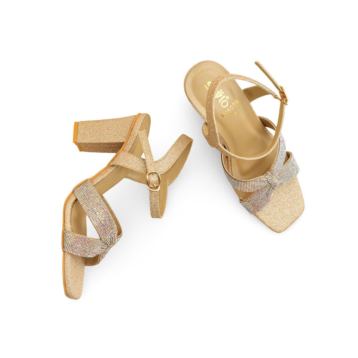 Golden Fancy Sandal For Ladies FN6079