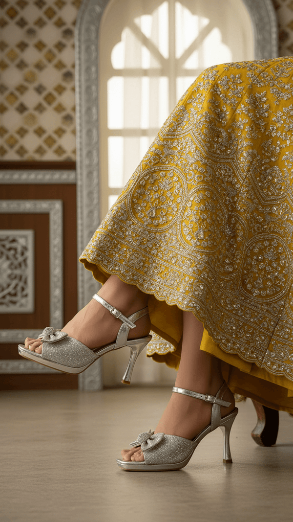 صندل زفاف فضي أنيق FN6105