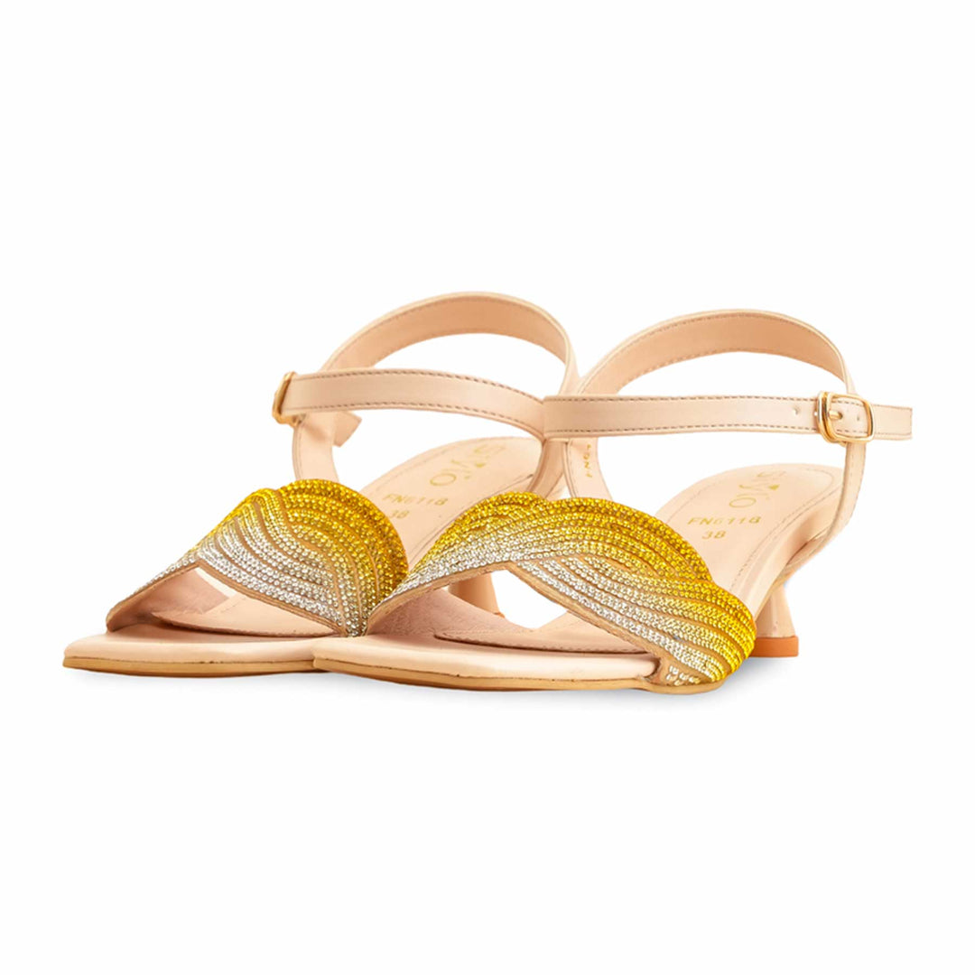 Yellow Fancy Sandal For Women FN6118