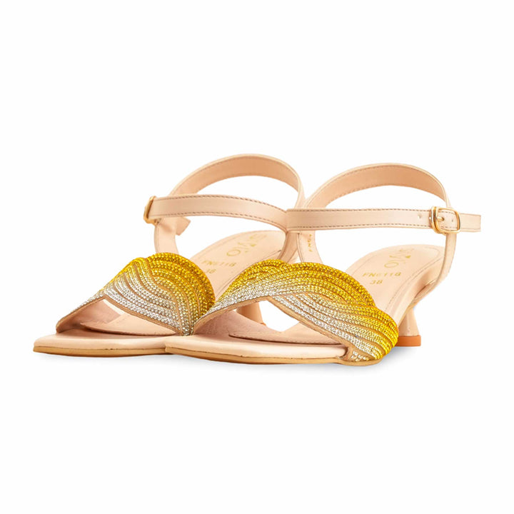 Yellow Fancy Sandal For Women FN6118