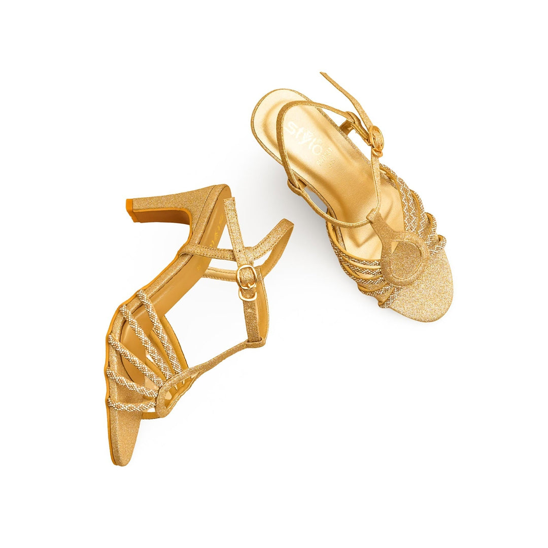 Golden Fancy Sandal For Ladies FN6131