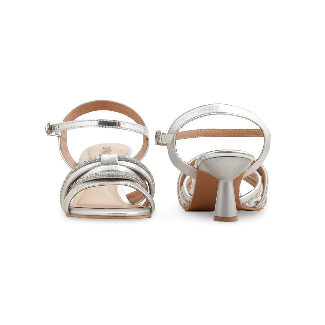 Silver Fancy Sandal For Women FN6135