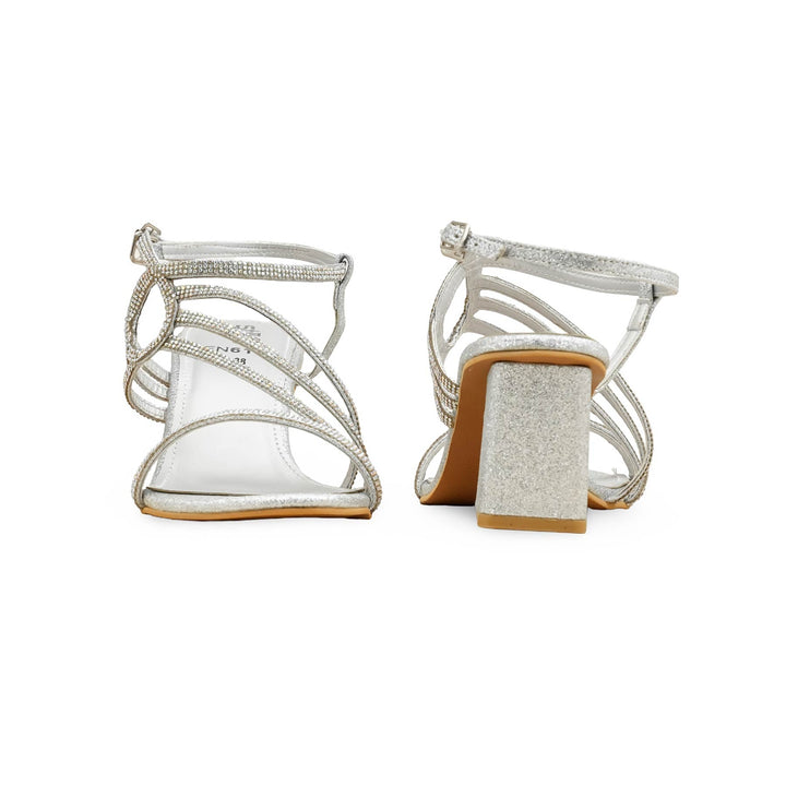 Silver Fancy Sandal For Women FN6180