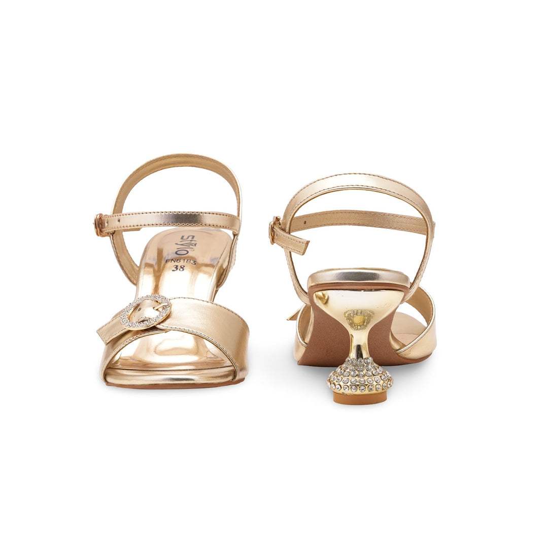 Golden Fancy Sandal For Ladies FN6183