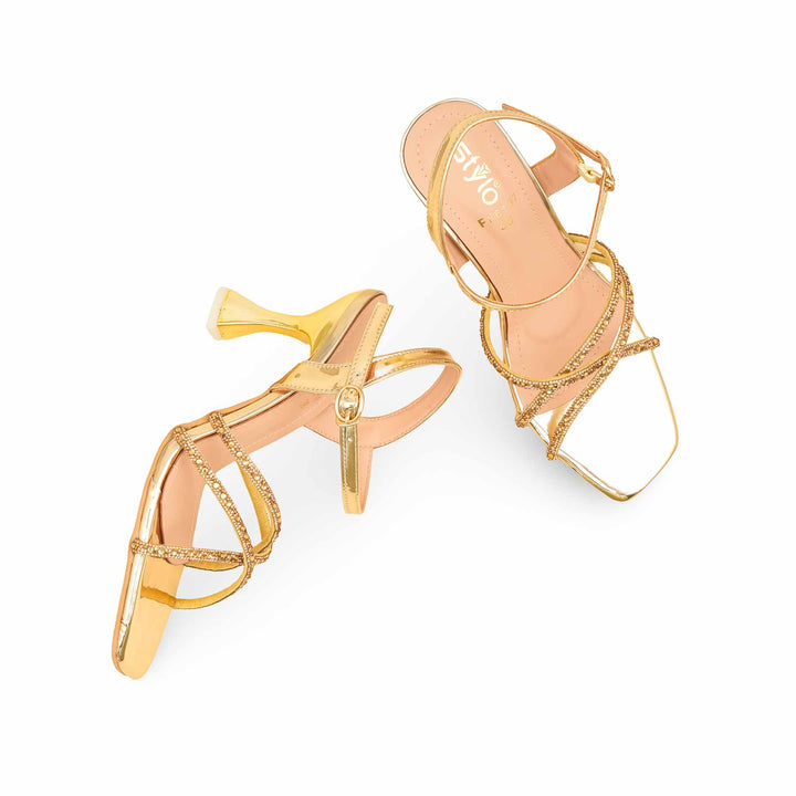 Golden Fancy Sandal For Women FN6197