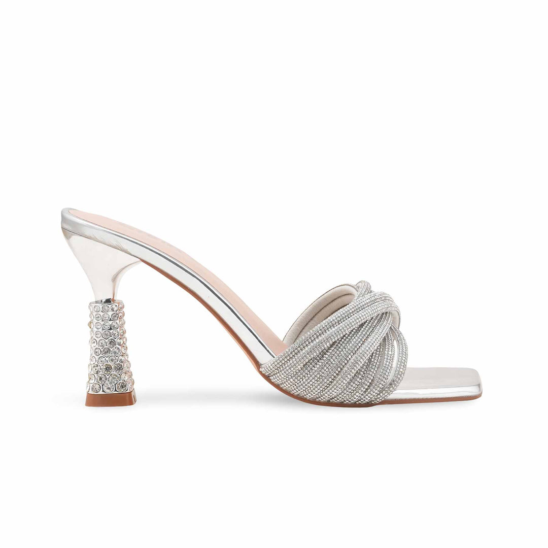 Silver Fancy Sandal For Women FN6246