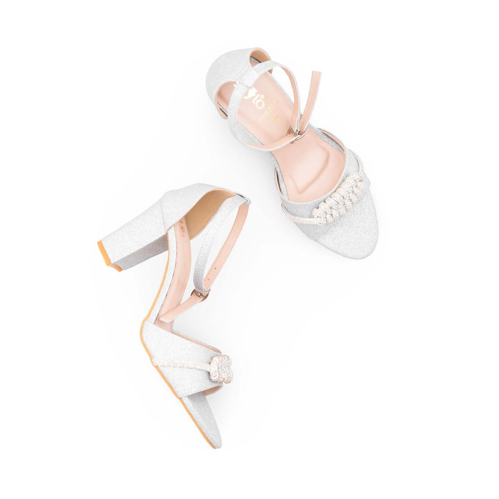 Silver Fancy Sandal For Ladies FN6286