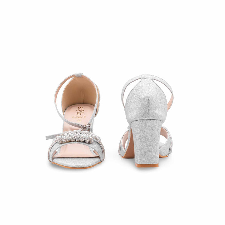 Silver Fancy Sandal For Ladies FN6286