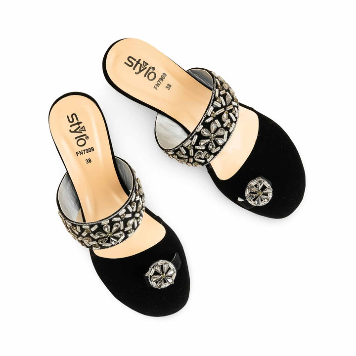Black Fancy Slipper For Women FN7909