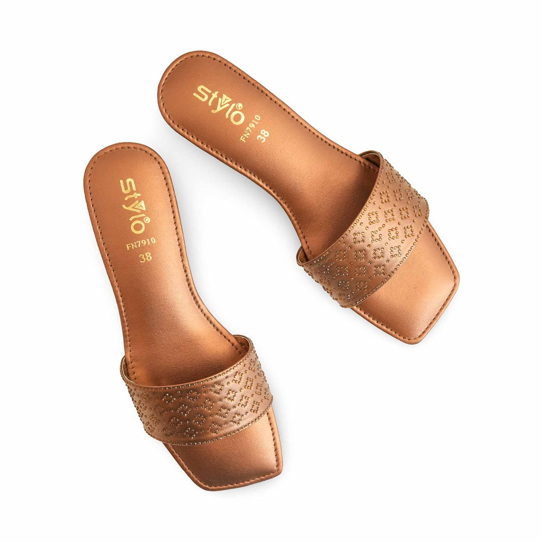 Brown Fancy Slipper For Ladies FN7910