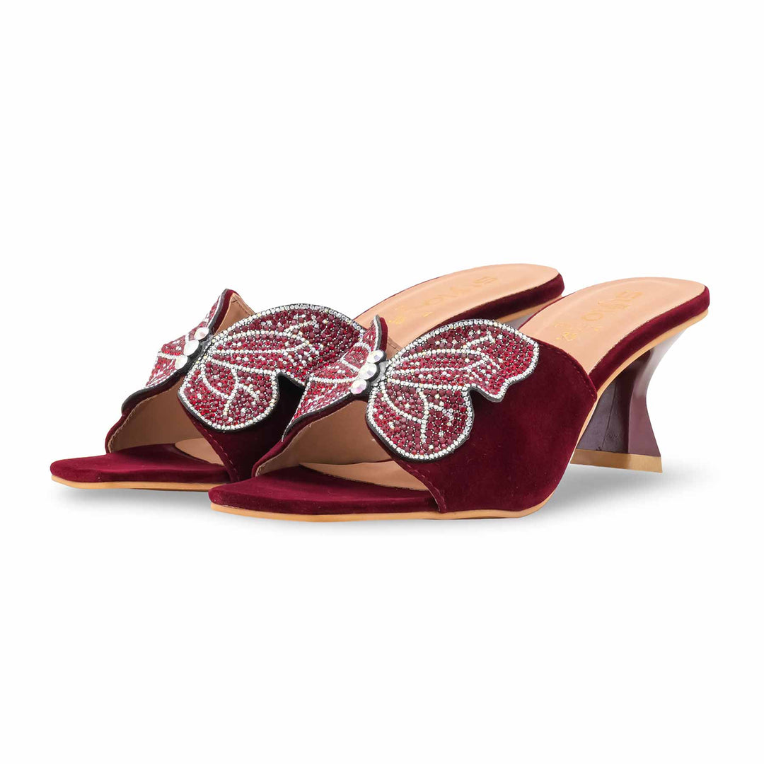 Maroon Fancy Slipper For Women FN7974