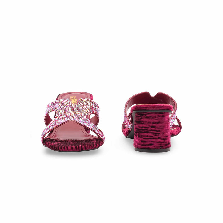 Maroon Fancy Women Slipper FN7983