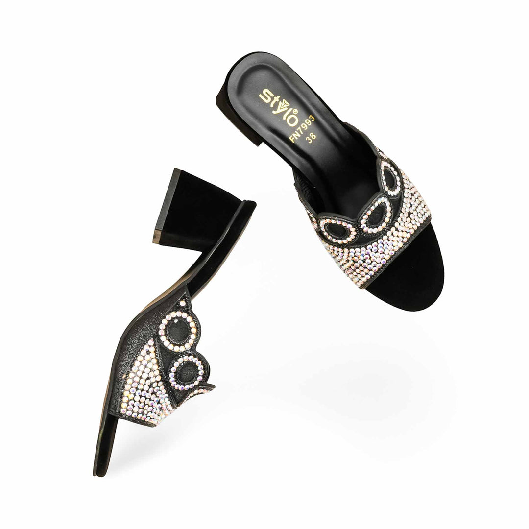 Black Fancy Slipper For Ladies FN7993