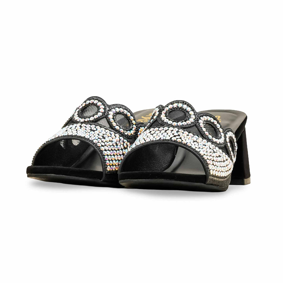 Black Fancy Slipper For Ladies FN7993
