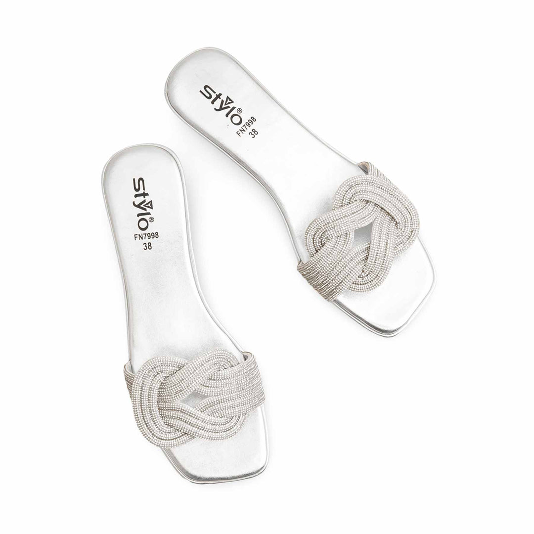 Silver Fancy Slipper For Ladies FN7998