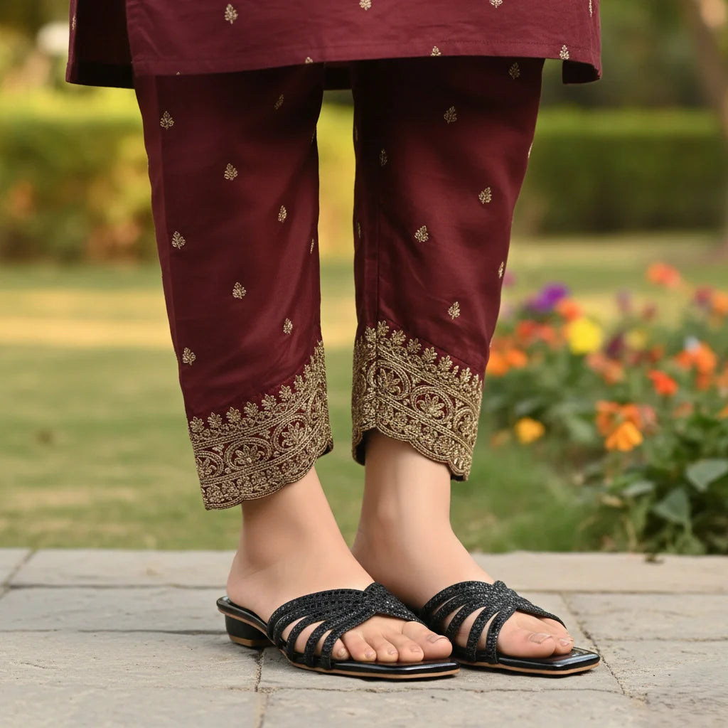 Black Fancy Slipper For Ladies FN8009
