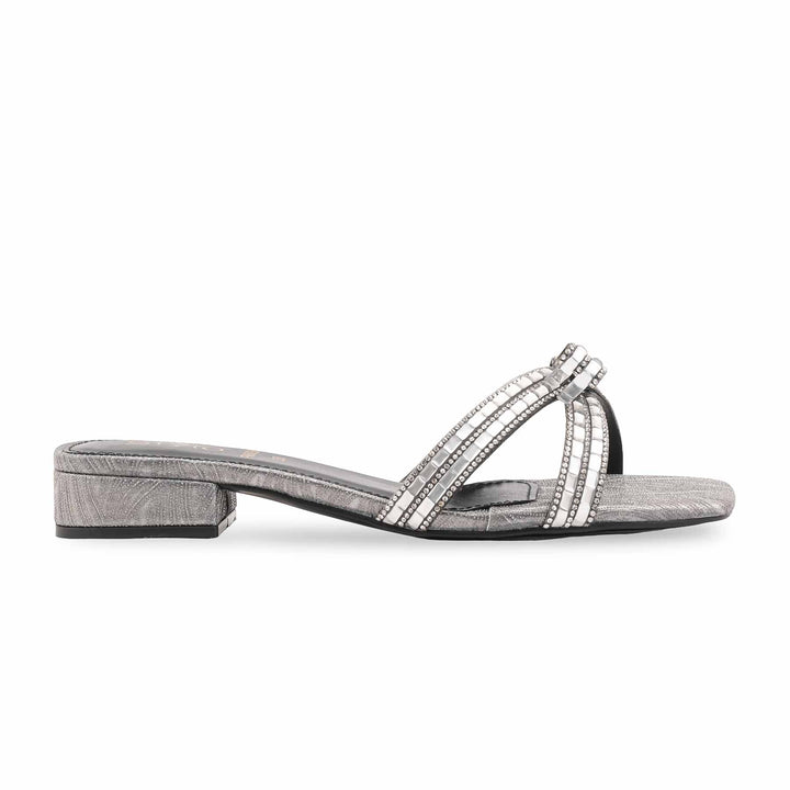 Silver Fancy Slipper For Women FN8038